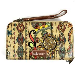 Sakroots Artist Zip Around Wallet Wristlet Floral Owl Sun Spirit Desert The Sak